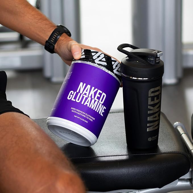 Naked Pure Micronized Creatine Monohydrate 100 Servings + 200 Servings Pure L-Glutamine Bundle: Vegan Non-GMO Gluten Free. Minimize Muscle Breakdown &amp Improve Protein Synthesis. Nothing Artifici