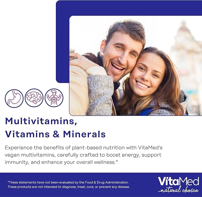 VitaMed Wellness Combo – Vita Forte Vegan Multivitamin + Hair Skin &amp Nails | Complete Daily Nutrition for Energy Immunity Radiant Skin &amp Hair – Halal Non-GMO Made in USA (2 Bottles Bundl