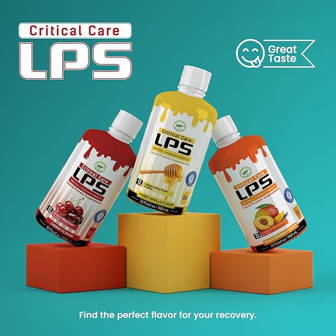Nutritional Designs LPS Liquid Collagen &amp Whey Protein Supplement Sugar-Free Non-GMO Drink Promotes Healthy Skin &amp Hair for Men &amp Women. (Critical Care) Peach Mango