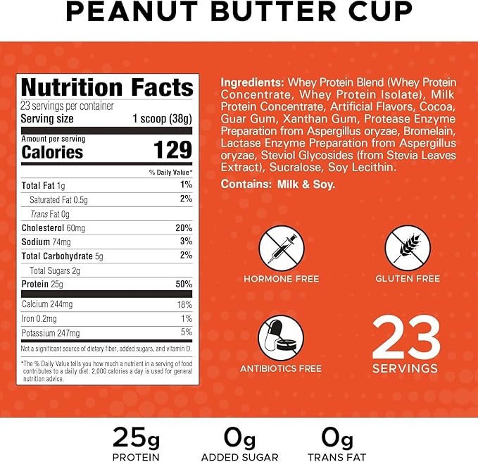 Revolution Nutrition High Whey Protein Powder 2LB Whey Isolate Gluten Free Lean Muscle Mass for Men &amp Women 25g of Protein Per Scoop 908 g 24 Servings (Chocolate Peanut Butter Cup 2 Pound