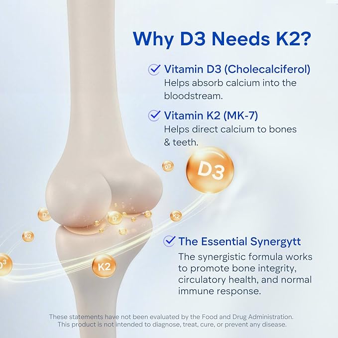 Super D+K Liposomal Vitamin D3 K2 Liquid Drops 5000 IU D3 &amp 180 mcg MK-7 K2 Supplement Advanced Nanoemulsion Formula for Maximum Absorption Immune Support Bone Health &amp Heart Health