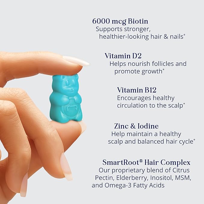 SugarBearPro Hair Vitamin Gummy 3 Month Supply Extra Strength Biotin 6000mcg Growth for Men &amp Women Vegan Vitamin B12 MSM Inositol Omega 3 Elderberry Certified Kosher Halal Cruelty-Free