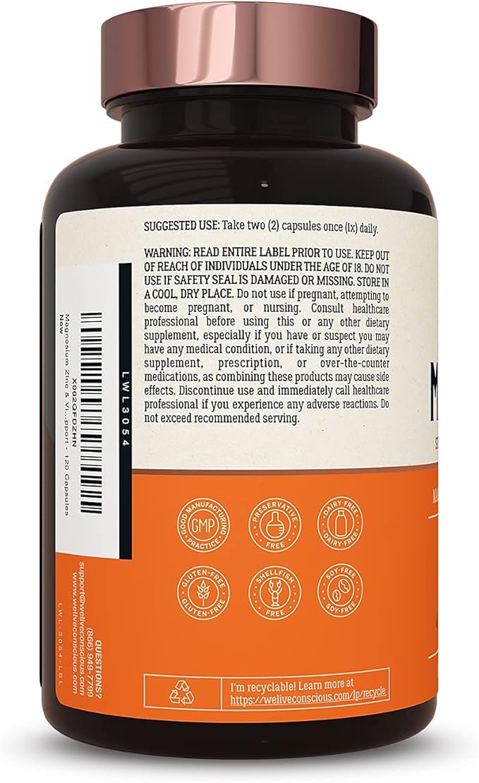 Live Conscious OmegaWell Fish Oil &amp MagWell Magnesium Zinc &amp Vitamin D3 | Bone &amp Heart Health Immune System Support + Heart Brain &amp Joint Support