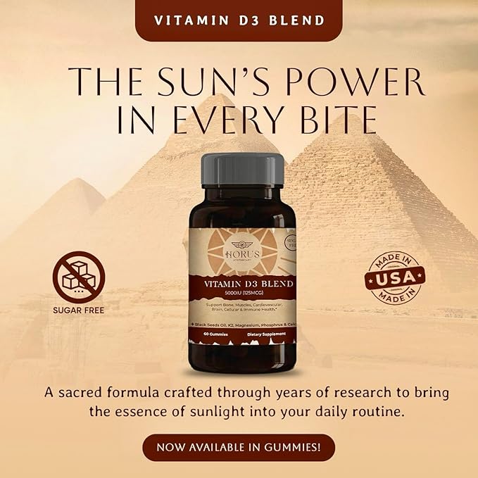 Vitamin D3 5000 IU Sugar Free Gummies with Black Seed Oil - Supports Bone Muscle Cardiovascular &amp Immune Health - Chewable Vitamin D - USA Made
