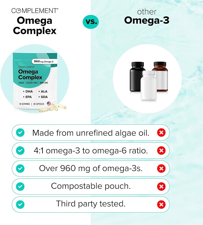 Complement Omega Complex &amp Essential Multivitamin Bundle – Comprehensive Vegan Nutritional Support for Optimal Health and Wellness (30 Servings Each)