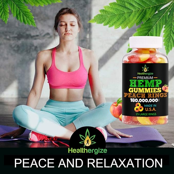 3PACK Hemp Gummies Hemp Oil Fresh Peach Rings Hemp Gummy Candy-for Sleep Calm Peace and Chill-Natural Edibles Party-Made in USA