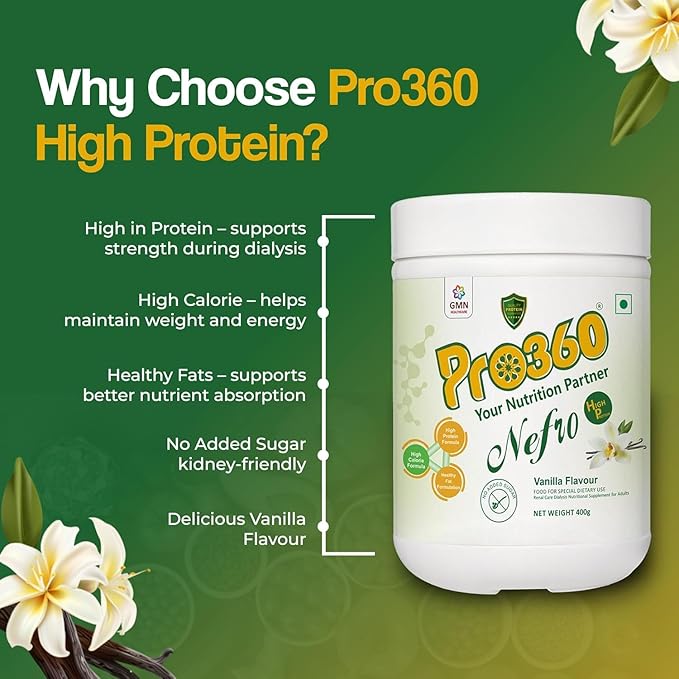 Powder – Vanilla Flavour 400g – High Protein Dialysis Care Nutritional Supplement for Renal Support – Vanilla Protein Powder with L-Taurine