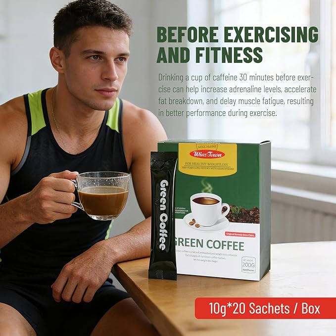 Wins Town Slimming Green Coffee 200g Natural Diet Supplement for Healthy Weightloss 20 Sachets Powder Form