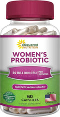 aSquared Nutrition Probiotics for Women - 50 Billion CFU Women's Probiotic Supports Digestive Gut Vaginal &amp Urinary Tract Health - Prebiotics for Females - 60 Capsules - Alt to Gummies
