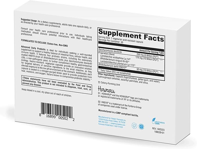 Cooper Complete Advanced Daily Probiotic- 35 Billion CFU | Provides Probiotics to Support Gut Microflora. 30 Capsules. Pack of 1