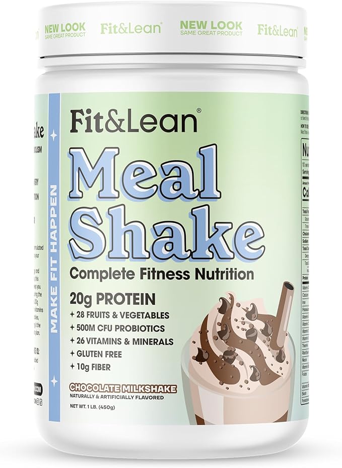 Fit &amp Lean Meal Shake Fat Burning Meal Replacement Protein Fiber Probiotics Chocolate 1lb 10 Servings Per Container