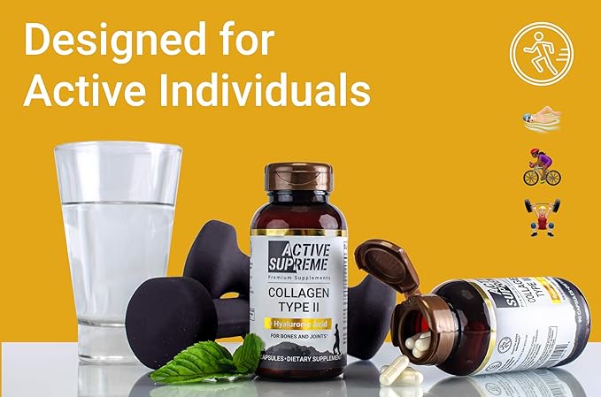 Type 2 Collagen for Joint Support | 270 Capsules (9 Month Supply) | Grass-Fed Hydrolyzed with Hyaluronic Acid &amp Vitamin C | Joint Health &amp Cartilage Support