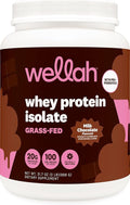 Wellah Grass-Fed Whey Protein Isolate Powder (Milk Chocolate) 30 Servings - with Prebiotics Enzymes &amp Probiotics 20g of Protein 100 Calories Naturally Sweetened