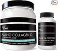 Hair Skin Nails Combo Pack : Amino Collagen w/Hyaluronic Acid &amp Hair Nutrition with Cynatine HNS + Biotin (Marine Collagen)