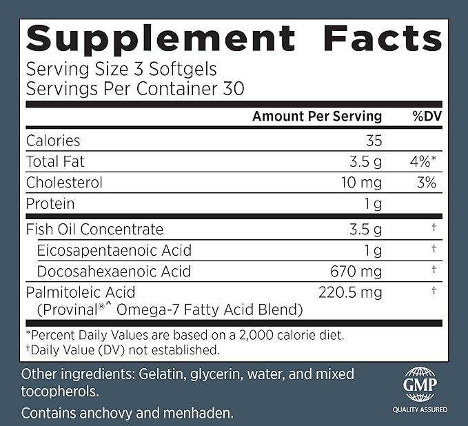 Primal Labs DuOmega 3&amp7 Fish Oil Supplement with Omega 3 90 Count