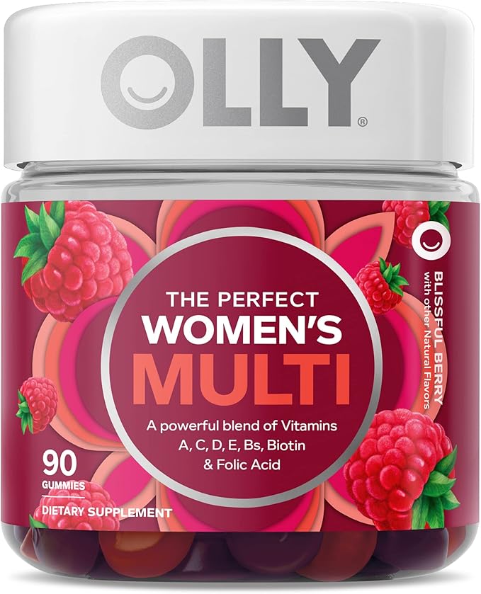 OLLY Undeniable Beauty Gummy for Hair Skin Nails (Grapefruit 60 Count) Women's Multivitamin Gummy (Berry 90 Count)