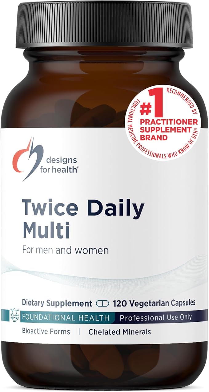 Designs for Health Methylated Multivitamin for Women &amp Men - Twice Daily Multimineral Supplement &amp Multivitamin Without Iron + Methylated B12 and Folate Vitamin C K D E + More (120 Capsule
