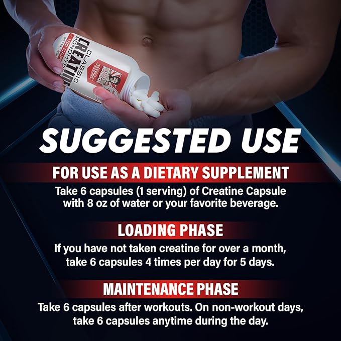 Old School Labs 5000mg Creatine Monohydrate Capsules With BioFit™ (Max Strength) Supports Muscle Growth &amp Recovery Performance Cognitive Health - Creatine Pills for Men &amp Women Made in USA