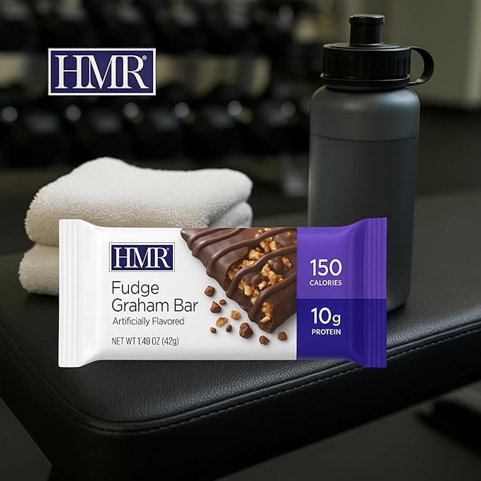 HMR Fudge Graham Protein Bar | Nutritious Snack to Support Weight Maintenance | Low Calorie Dessert | 10g of Protein | 24 Count