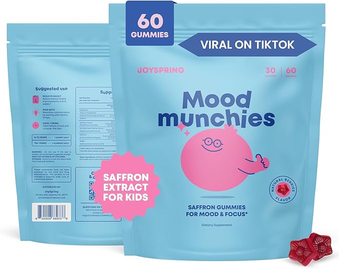 JoySpring Sleepberry Liquid Melatonin for Kids with Elderberry and Saffron Gummies Kids &amp Teens - Kids Mood Support Supplement