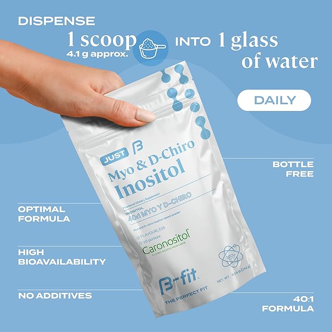 B-FIT B Just Inositol + Omega 3 – Myo-Inositol &amp D-Chiro 40:1 Formula + Fish Oil 1800 mg EPA &amp DHA – 2 Month Supply