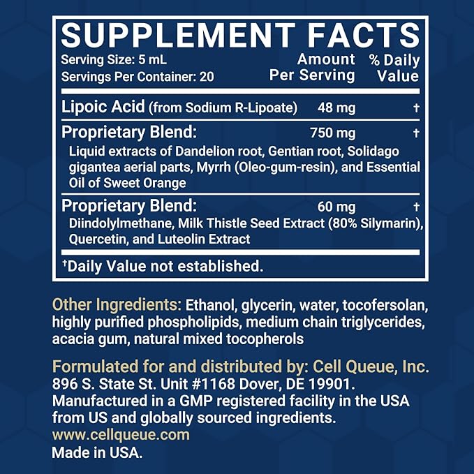 Liver Sauce - Liposomal Liver Detox with Milk Thistle DIM Quercetin Lipoic Acid and Dandelion Root Supplement - Supports Bile &amp Toxin Momentum