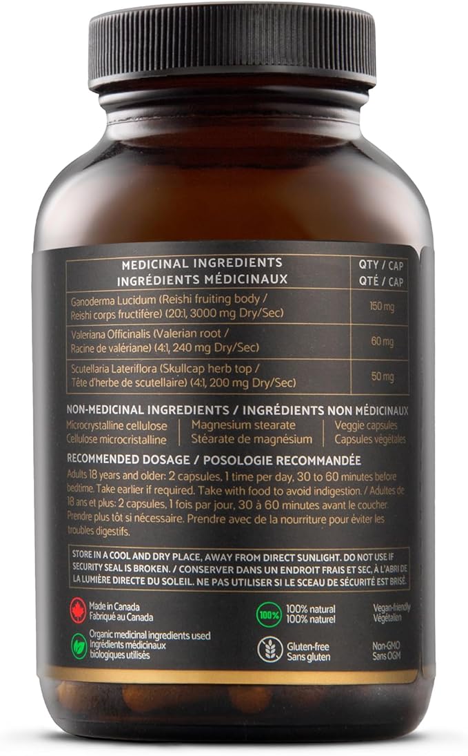 Sleep - Natural Sleep Supplement with Reishi Valerian Root and Skullcap | Regulating Long-Term Sleep Cycles - 60 Capsules