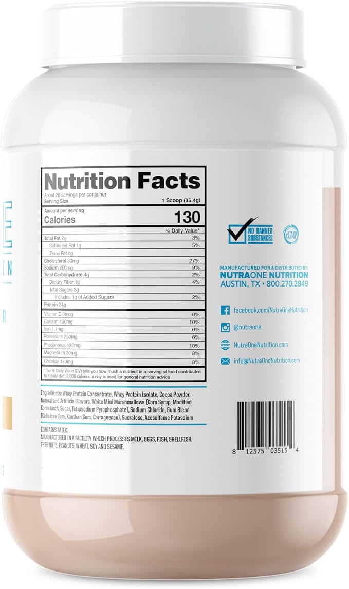 NutraOne ProteinOne Whey Protein Promote Recovery and Build Muscle with a Protein Shake Powder for Men &amp Women (S’Mores - 2 lbs.)