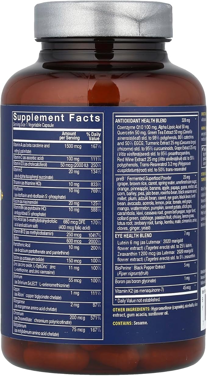 Vthrive Once-Daily Bioactive Multivitamin for Women 50+ Supports Stress Relief Healthy Aging &amp Overall Wellness with Essential Nutrients &amp Antioxidants (60 Vegetarian Capsules)