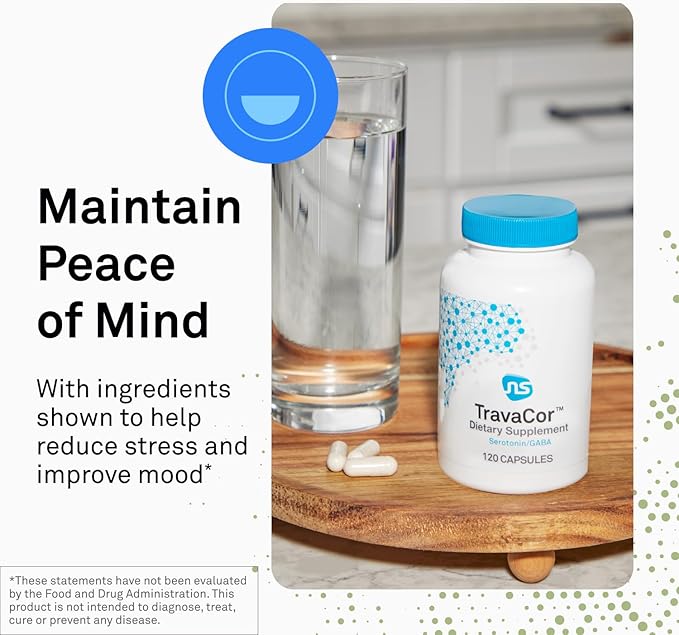 Neuroscience TravaCor - Mood Support Supplement with L-Theanine 5 HTP and B Vitamins - GABA and Serotonin for Stress and Emotional Support (120 Capsules)
