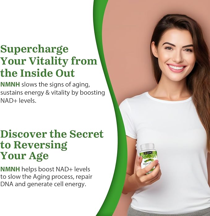 NMNH (Dihydronicotinamide Mononucleotide) NMN Supplement 500mg per Serving NAD Supplement to Boost NAD+ Levels As We Age for Women &amp Men Anti-Aging Energy Focus 120 Count