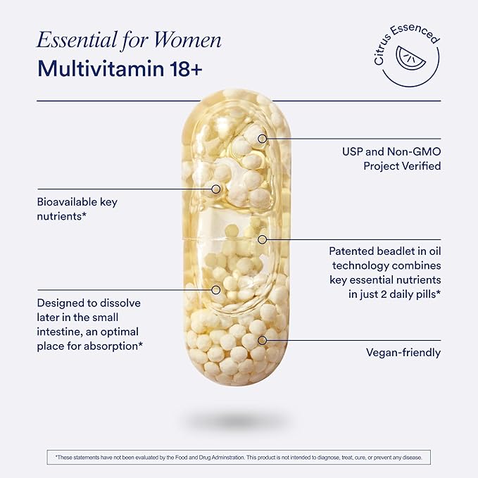 Ritual Multivitamin for Women 18+ with Vitamin D3 for Immune Support* Vegan Omega 3 DHA B12 Iron Gluten Free Non GMO USP Verified Citrus 30 Day Supply 60 Capsules