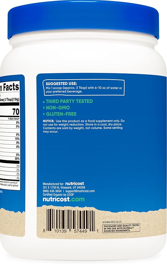 Nutricost Organic Egg White Protein Powder (1LB) 25 Servings Per Container - GMO-Free Gluten-Free