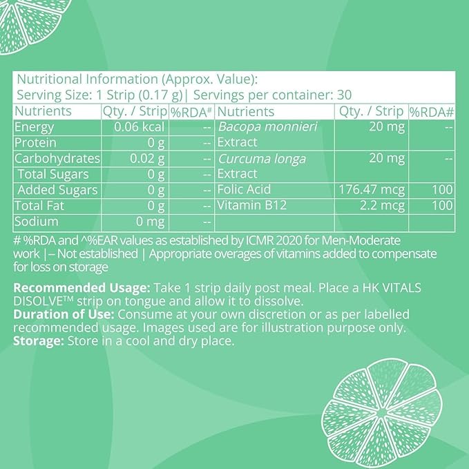 SENTA HealthKart HK Vitals DISOLVE Vitamin B12 for Energy No Added Sugar Orange 30 Strips