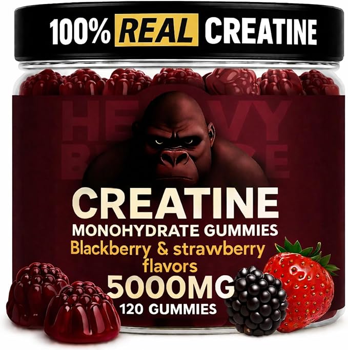 Creatine Monohydrate Gummies 5g Sugar Free Creatine with Vitamin B12 and L-Taurine | Muscle Growth for Men and Women | Low Calorie Formula 120 Gummies for 30 Servings Mixed Berry