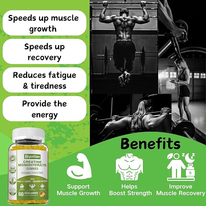 Creatine Monohydrate Gummies Creatine for Men &amp Women Chewable Creatine for Enhancing Focus and Endurance 5g Creatine per Serving Sugar-Free 120 Count