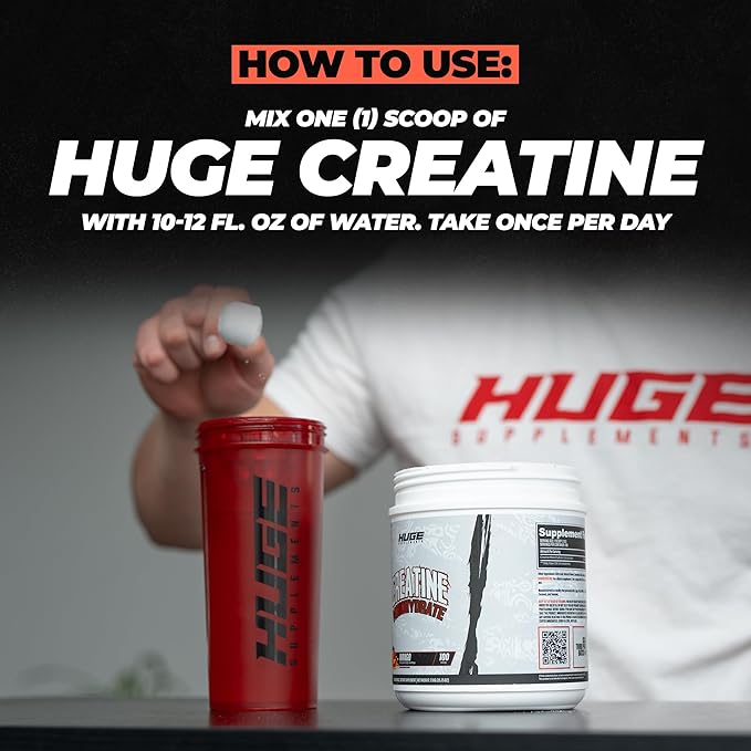 Huge Supplements Flavored Creatine Monohydrate Powder - Mango Flavor 500 Grams Third Party Tested Micronized for Optimal Absorption 5 Grams Per Scoop Delicious &amp Easy Mixability (100 Servings