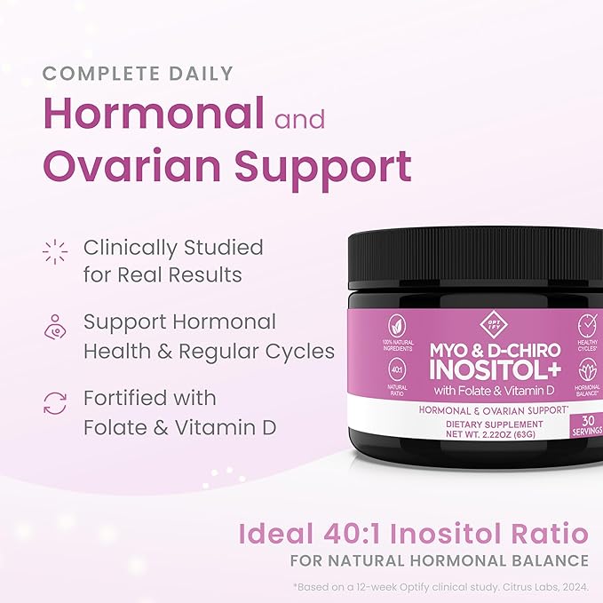 Premium Inositol Supplement - Myo-Inositol and D-Chiro Inositol Powder Plus Folate and Vitamin D - Ideal 40:1 Ratio - Hormone Balance &amp Healthy Ovarian Support for Women - Vitamin B8 - 30 Day Supp