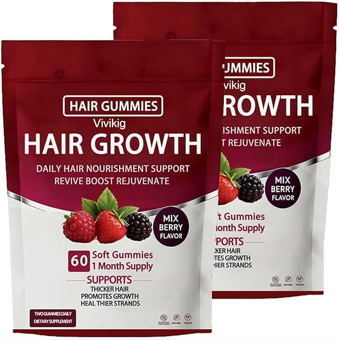 Lumin Hair Growth Gummies – Daily Hair Nourishment with Biotin Collagen &amp Botanical Extracts – Supports Thicker Stronger &amp Healthier-Looking Hair – Mixed Berry Flavor 60 Gummies (2)