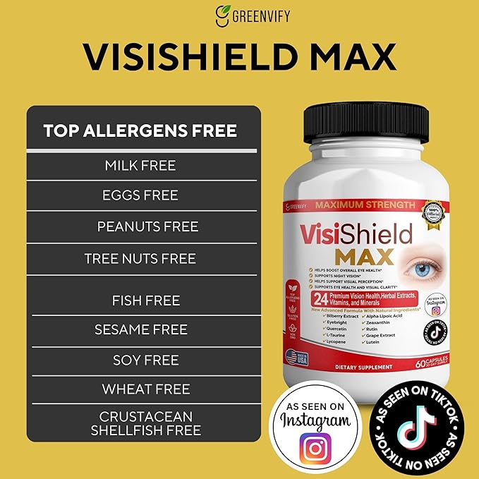 VisiShield Max Eye Health Supplement 24 Premium Vision Vitamins and Minerals 60 Capsules (3)
