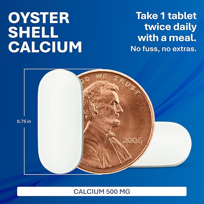 MAJOR Oyster Shell Calcium 500mg - Daily Dietary Supplement for Bone Health and Joint Support Mineral Supplement for Men and Women Gluten-Free - 1000 Tablets (4 Pack)