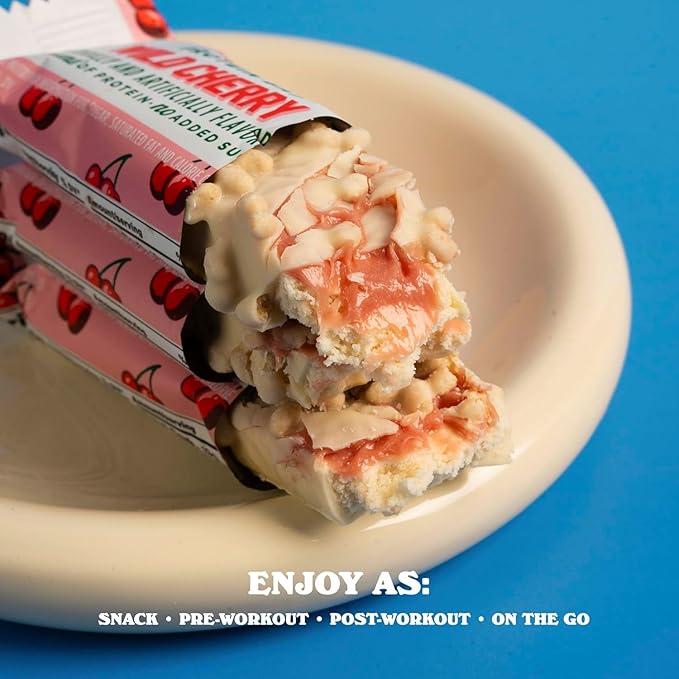 Barebells Protein Bars Wild Cherry - 12 Count Pack of 2 - 1.9oz Bars - Protein Snacks with 20g of High Protein - White Chocolate Protein Bar with 1g of Total Sugars - On The Go Protein Snack &amp Br