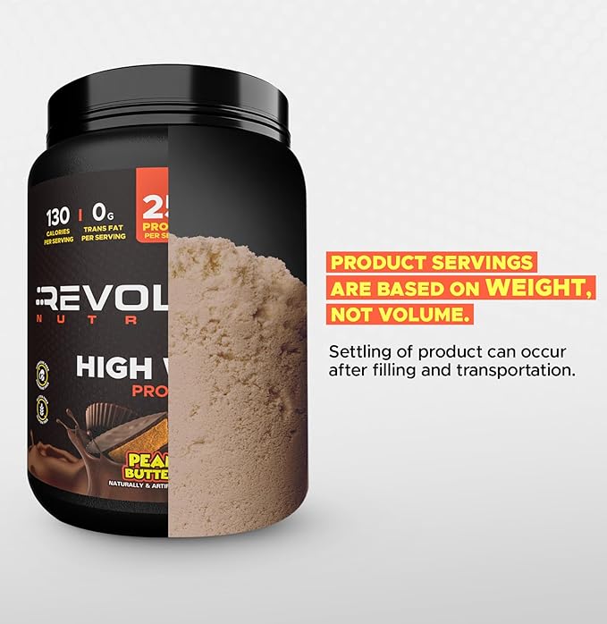 Revolution Nutrition High Whey Protein Powder 2LB Whey Isolate Gluten Free Lean Muscle Mass for Men &amp Women 25g of Protein Per Scoop 908 g 24 Servings (Chocolate Peanut Butter Cup 2 Pound