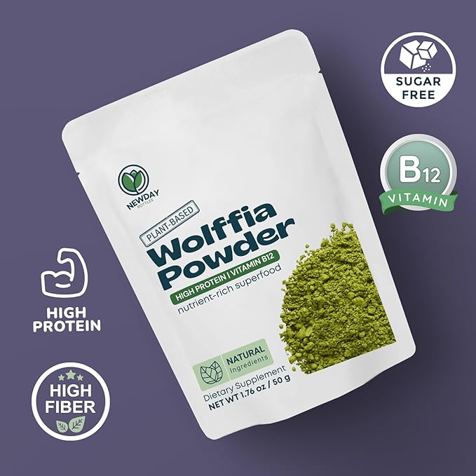 Pure Wolffia Globosa Powder High Protein Plant-Based Superfood Rich in B12 Non-GMO Vegan 1.76 oz