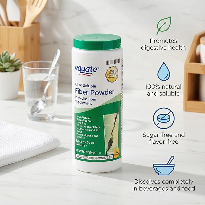 Clear Soluble Fiber Powder Prebiotic Formula Unflavored Sugar Free Easy Mix Daily Powder 12.7 oz