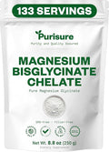 Purisure Magnesium Bisglycinate Chelate 250g Pure Magnesium Glycinate Powder for Bones Magnesium Bisglycinate Chelate for Sleep and Muscle Flexibility Gluten-Free Non-GMO 133 Servings