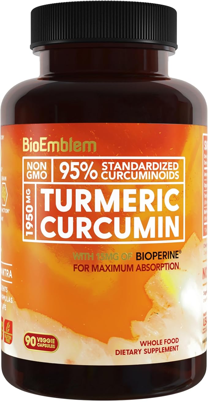 BioEmblem Turmeric Curcumin Supplement with BioPerine and Mushroom Complex