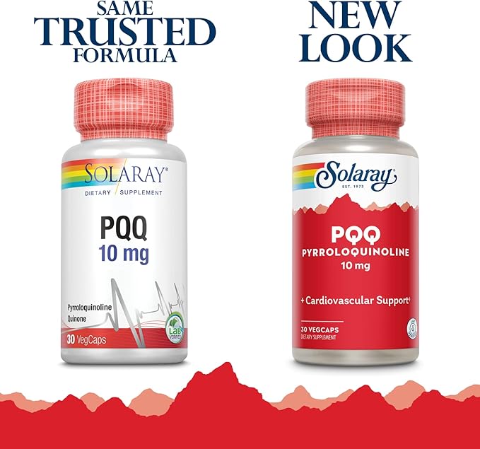 SOLARAY PQQ 10 mg Pyrroloquinoline Quinone Supplement Cellular Heart &amp Cognitive Function Support 30 VegCaps