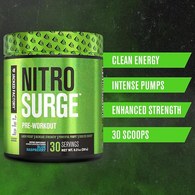 Jacked Factory Nitrosurge Pre-Workout in Black Cherry &amp Creatine Monohydrate for Men &amp Women
