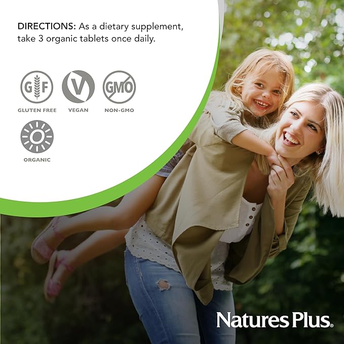 NaturesPlus Source of Life Garden Women’s Multivitamin - 90 Tablets - Supports Energy &amp Healthy Immune System - USDA Certified Organic Non-GMO Vegan Gluten Free - 30 Servings